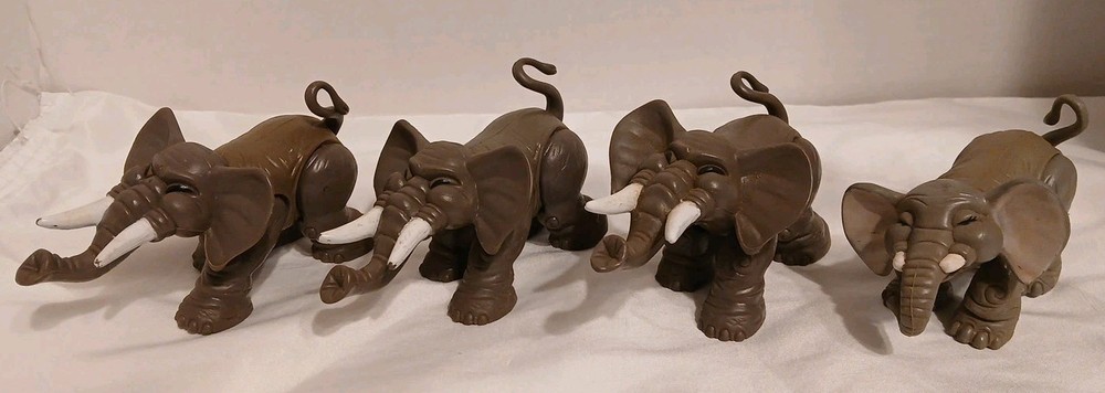 (Lot Of 4)~1995~ F-P Inc. ~Elephant~Hard Gray Rubber Figure (Indonesia)