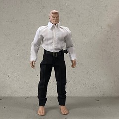PB-CASSUP-BLK: 1/12 Black Business Suit for 6″ muscular body