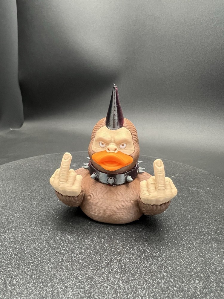 Punk Rock Bigfoot Ducky Figurine Flipping The Birdie! Ready For Your Jeep!