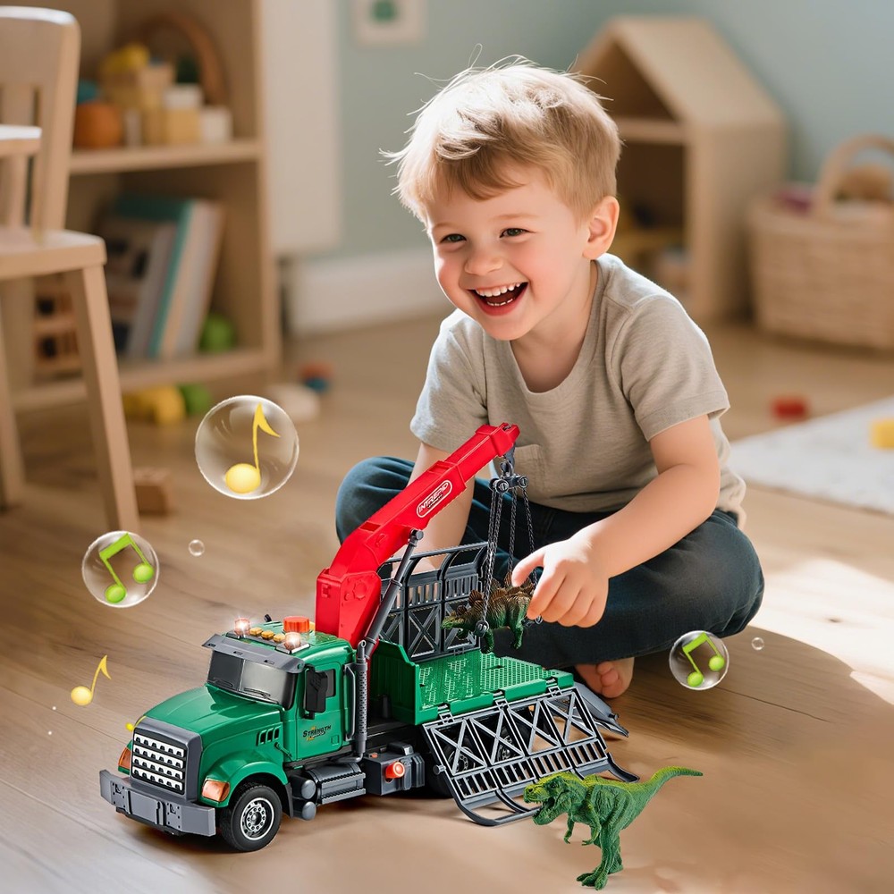 LerBao Large Dinosaur Transport Truck Toys for 3 4 5 6 7 8 Year Large, Color