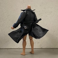 PB-LTC-BLK: 1/12 Black Wired Faux Leather Trench Coat for 6″ action figures