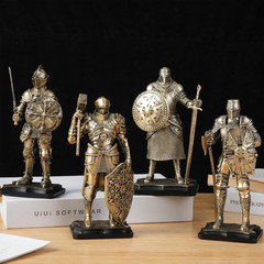 7.1”H Warrior Figurine, Guard Ornament, Soldier Statue, Medieval Armored Knight