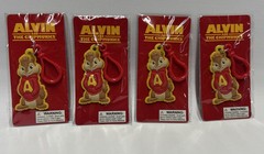 Alvin & The Chipmunks Rubber Bendable Keychains (Lot Of 4) 20th Century Fox, NEW