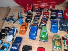 Disney Pixar Cars Die-Cast Model Lot of 34 + 11 Plastic + Carrying Case Mattel