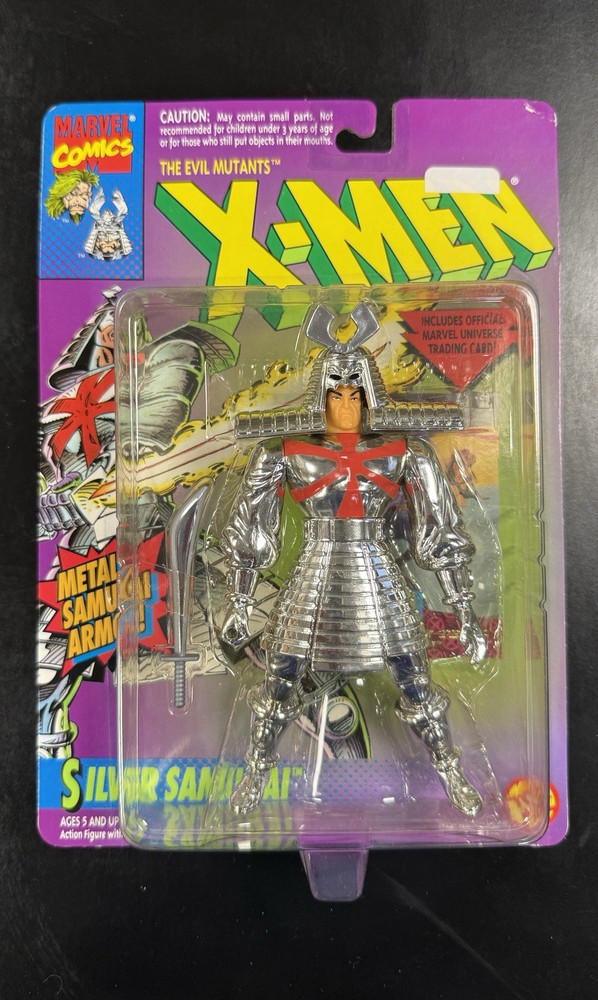 ToyBiz Marvel X-Men Silver Samurai Action Figure 1994 w/ Sword Helmet & Card