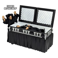 Deluxe Black Casket for WWE & AEW Wrestling Action Figures with Removable Base