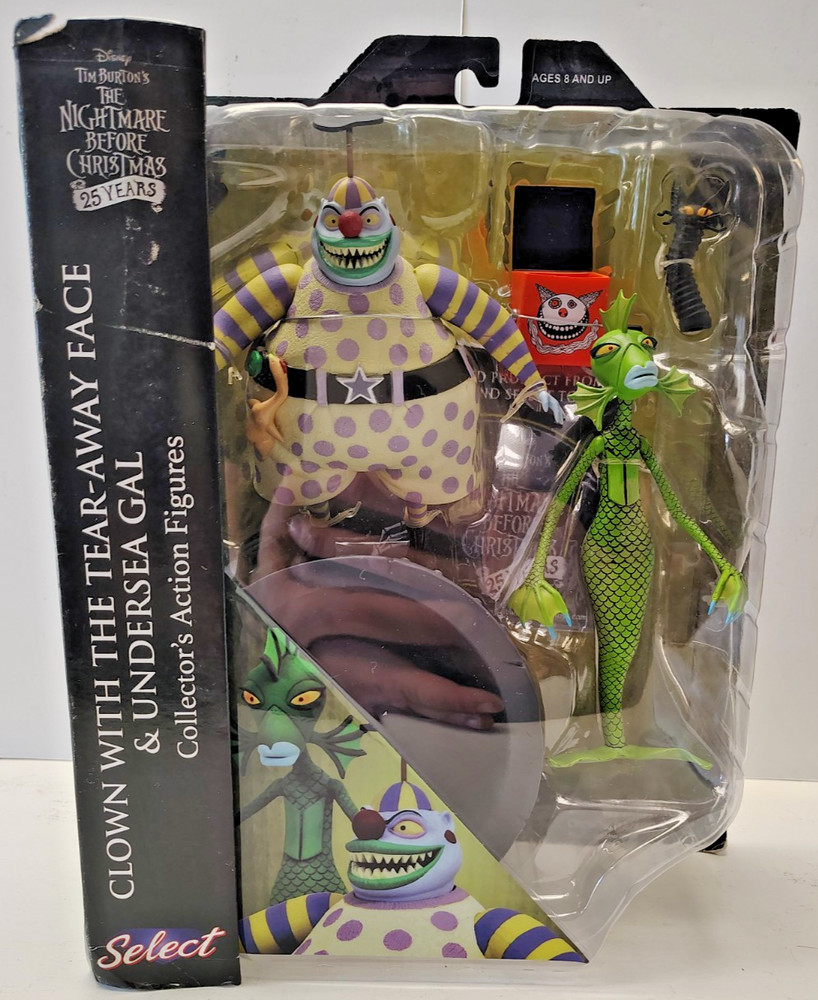 Nightmare Before Christmas 7″ CLOWN TEAR-AWAY FACE & UNDERSEA GAL Diamond Select