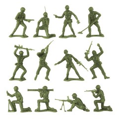 TimMee Plastic Army Men OD Green vs Tan 48pc Toy Soldier Figures Made in USA
