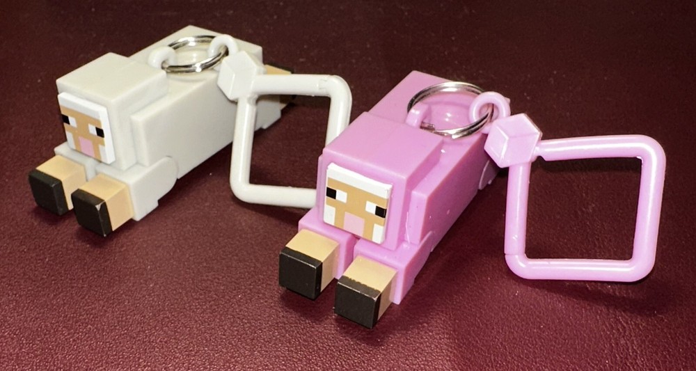 Rare Minecraft Hangers Series 1 Figures: Pink and White Sheep