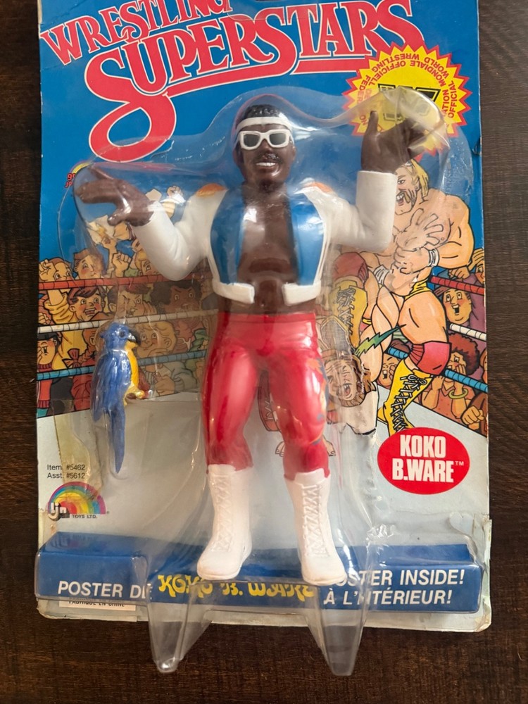 WWF LJN Wrestling Superstars Koko B Ware MOC Figure w/ Case Seal Issue WWE