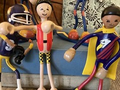 LOT of 5 Kids Galaxy Bendos Stinkbug Snowboarders, Football,Caped +2 Snowboards
