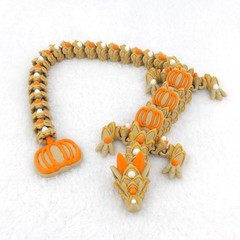 3D Printed Articulated Pumpkin Spice Cookie Dragon – Cozy Fall Decor