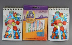 Vintage 1984 Monogram Go Bots Merch Colored Pencils Note Pad Lot