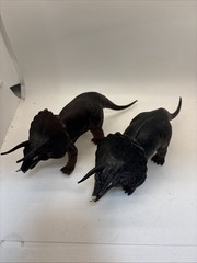 Vintage 2 Imperial 10″ Brown/Black Plastic Rubber Triceratops Dinosaur “ 1985