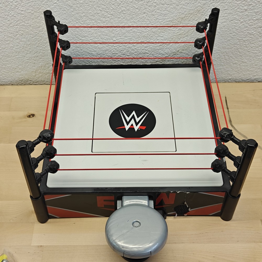 WWE Monday Night Raw Wrestling Ring W/Flex Ropes & Spring-loaded Mat W/ Sounds