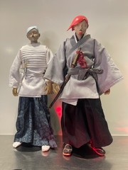 1:6 Custom ThreeA SAMURAI Ronin Shogun 2 Figure Lot, Stands Ashley Wood 3a Parts
