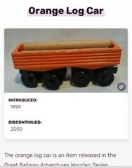 THE GREAT Railway Adventures WOODEN TRAIN Orange LOG ! THOMAS FRIENDS COMPATIBLE