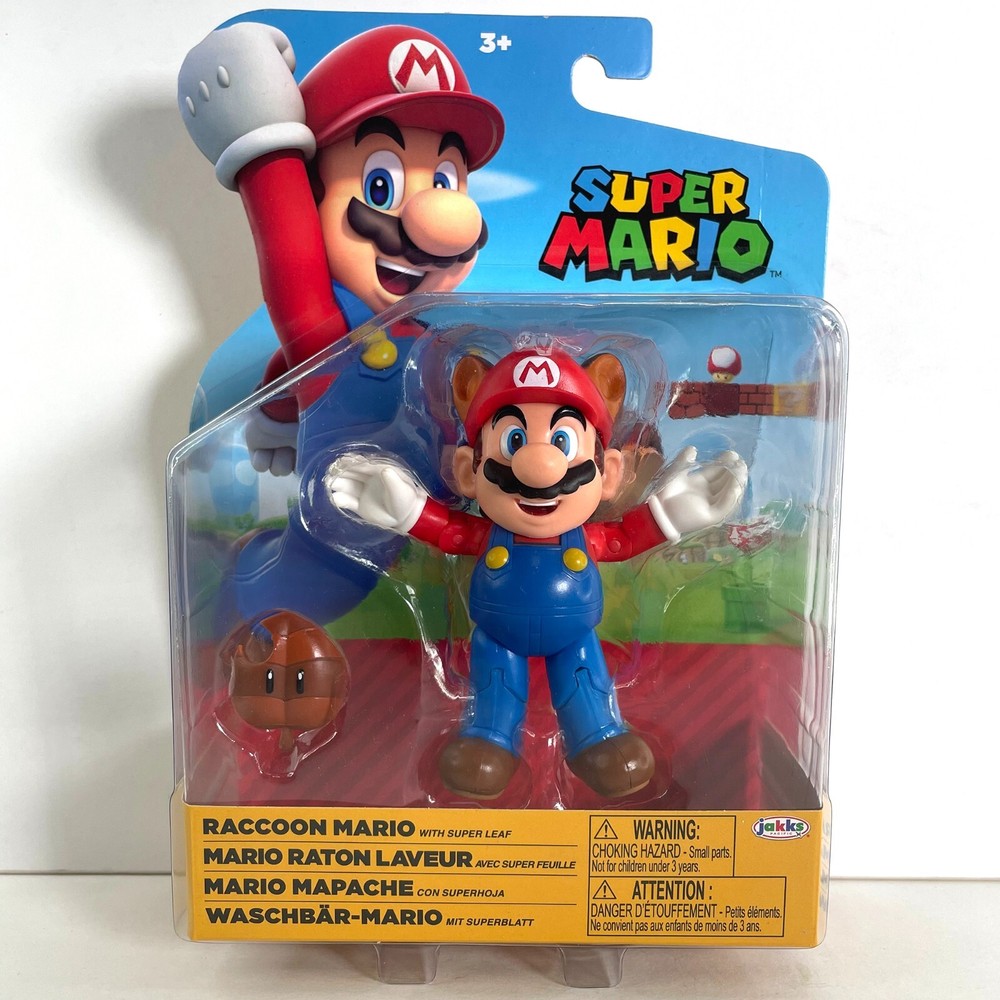Super Mario Bros Raccoon Mario with Leaf 4″ Collectible Action Figure Toy Gift