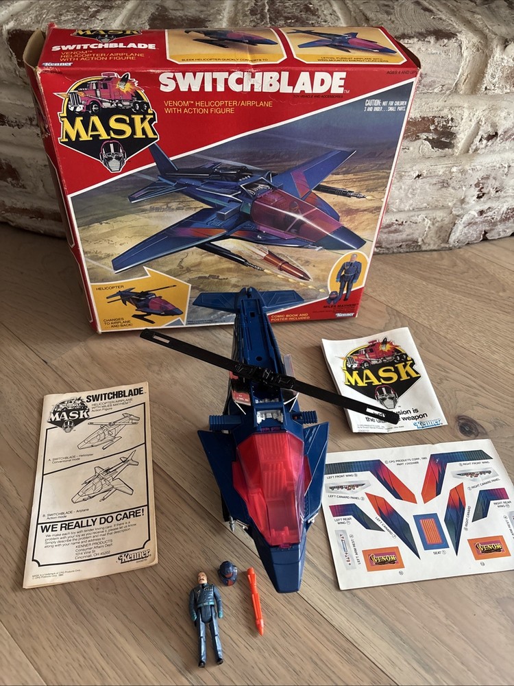 M.A.S.K. SWITCHBLADE 100% Complete w/ Box Unused Stickers Short Viper Mask 1985
