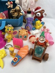 Huge Lot Of Vintage Girls Toys + Blue Plastic Case 48 Pieces Total Disney Mattel