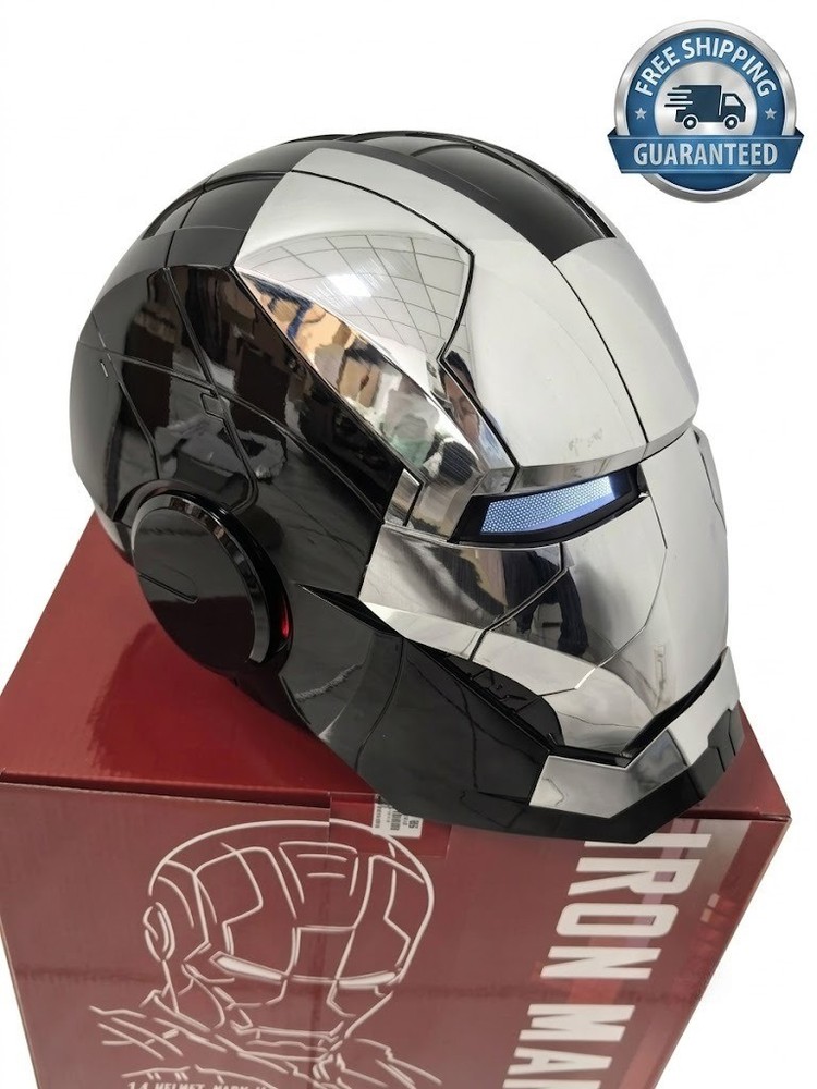 Iron Man Wearable Helmet 1:1 Black Silver LED Eyes Voice Control Cosplay Mask