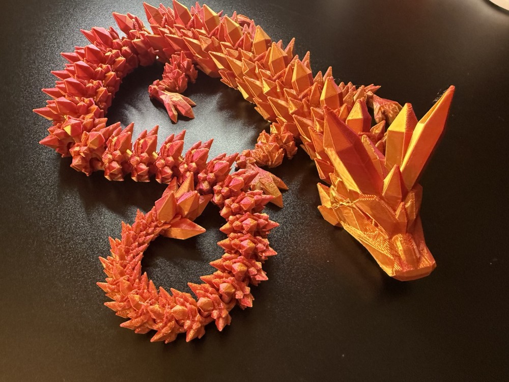 Articulated Crystal Dragon 23inch Red/Gold