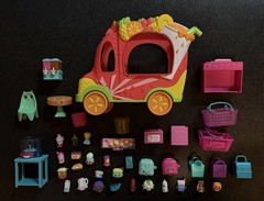 Large Lot Of Shopkins Moose Toys Collectible Mini Figures, Bags, Smoothie Truck