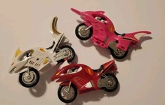 1995 Power Rangers Shark Cycle Vehicles Red Pink and White