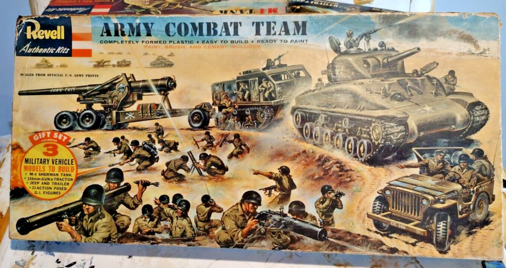 Revell 1956 Army Combat Team Gift Set-mostly complete w bonus stuff!!