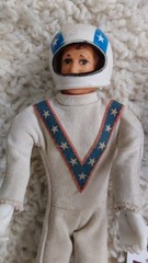 Original EVEL KNIEVEL FIGURES ORIGINAL HELMETS JUMPSUITS SCORE & PANINI CARDS