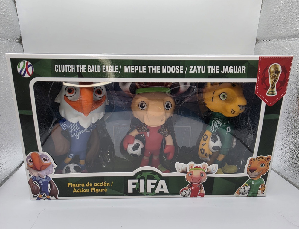 FIFA Action Figure 3pc Set Clutch Bald Eagle Meple Moose Zayu Jaguar w/ Ball