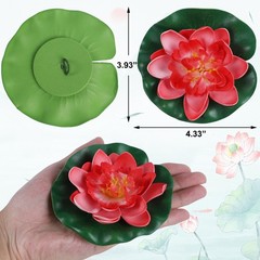 Happy Trees 12 Pcs Artificial Floating Foam Lotus Flower with Water Lily Pad