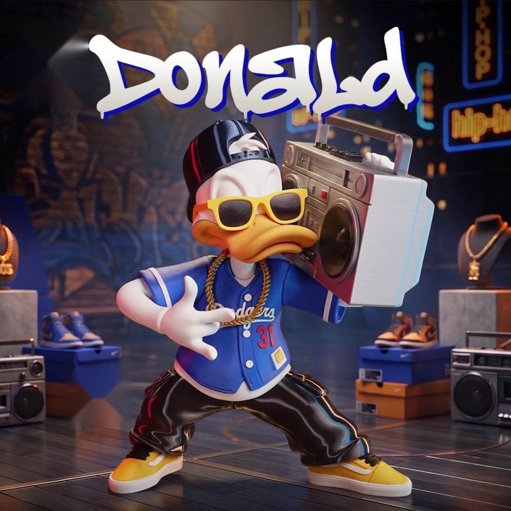 Donald Hip Hop Duck 3D Printed Figure DIY Kit Built Painted Collector Statue