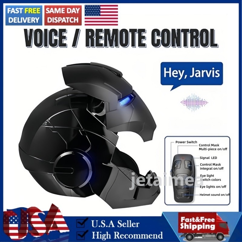 YONTYEQ Iron Man MK5 Helmet 1:1 Voice-controlled Wearable Prop Black Cosplay US