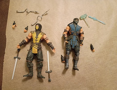 Mortal Kombat Scorpion & Sub-Zero Action Figure Set w/ Sword Axe Alt Hands