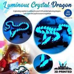 24″ Glow in the Dark 3D Printed Dragon Fidget Toy – Articulated Flexible Design,