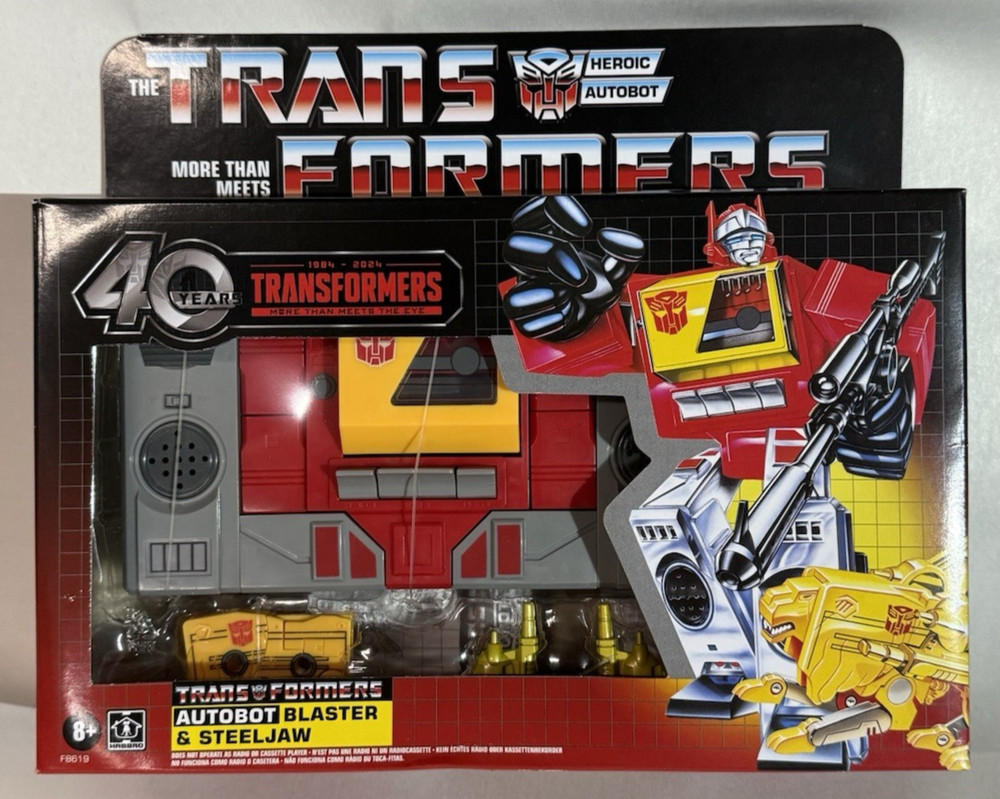*CREASED BOX* Transformers Retro 40th Ann Autobot BLASTER & STEELJAW G1 Reissue
