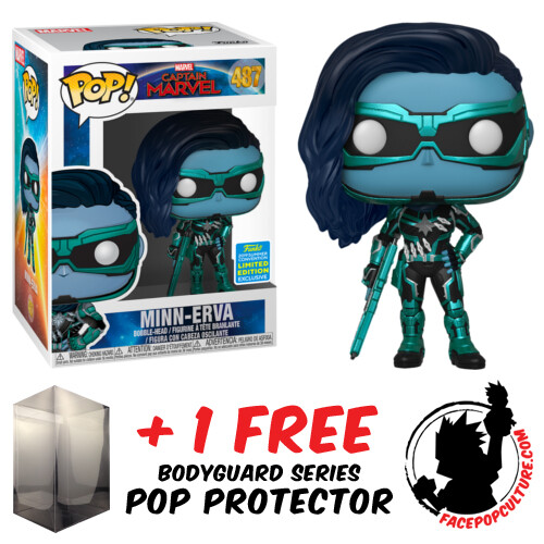 FUNKO POP CAPTAIN MARVEL MINN-ERVA #487 SDCC 2019 EXCLUSIVE + FREE POP PROTECTOR