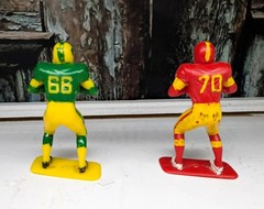 Set of 2 Vintage Louis Marx Plastic Football Player Figurines 1969 Collectible