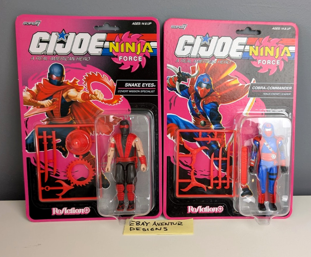Super7 ReAction+ G.I. Joe Ninja Force Snake Eyes & Cobra Commander Figures SET