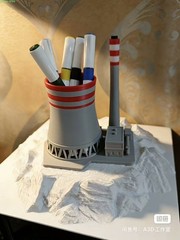 Industrial Factory Model With Cooling Tower And Double Chimney Table Decoration