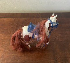 DreamWorks Spirit Riding Free Toy Horse Figure 7” L With Blue Saddle & Harness