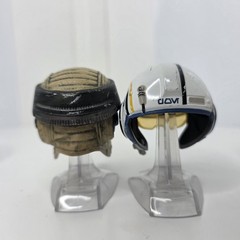 Star Wars Diecast Lot of 6 Black Silver Red Mini Helmets Stands Plastic Scratch