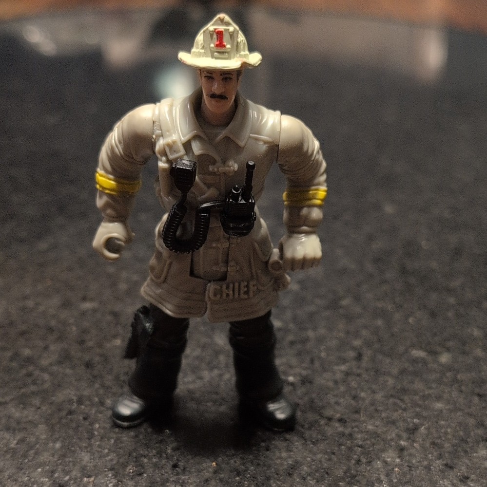 Fire Chief Firefighter Action Figure Plastic Gray Black Yellow 2010