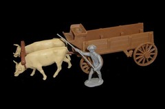 MARX Ox teams w/yokes in pliable resin (tan or gray) ox playset toy soldiers