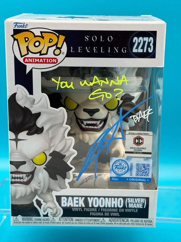 Christopher Sabat signed Baek Solo Leveling prerelease sticker Funko pop MAS COA