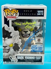 Christopher Sabat signed Baek Solo Leveling prerelease sticker Funko pop MAS COA