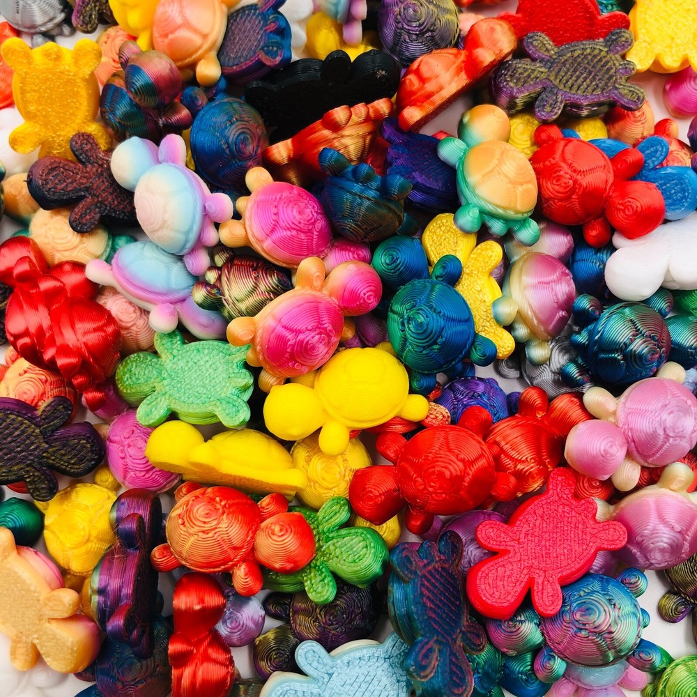 20pc 3D Printed Turtles Multicolored Cute Toy Decor Gift Decoration Random