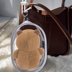 Clear Figure Display Bag with Keychain for 18cm Plush Doll, Doll Carrying Cas…