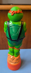 1989 empty 10oz bubble bath plastic bottle Teenage Mutant Ninja Turtles orange